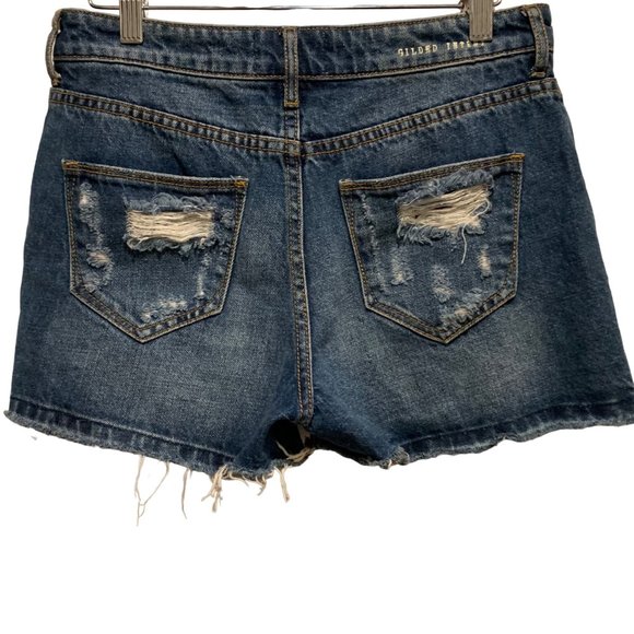 Guilded Intent Buckle High Rise Short Size 26 Distressed Blue Skinny Denim - Picture 2 of 14